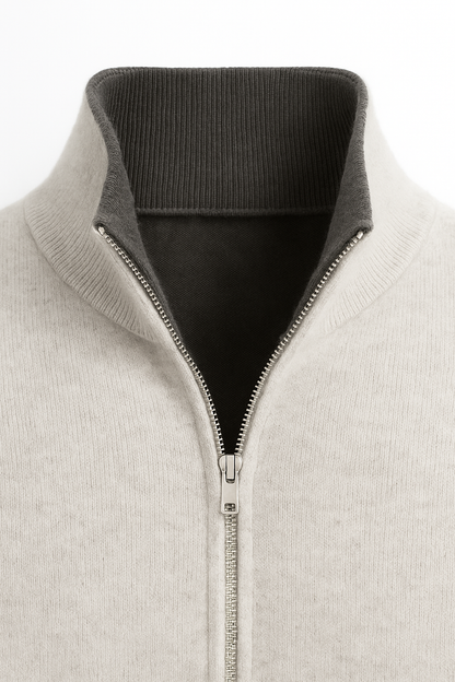 Sivaro Reversible Cashmere Zip Knit Grey & Dark Grey