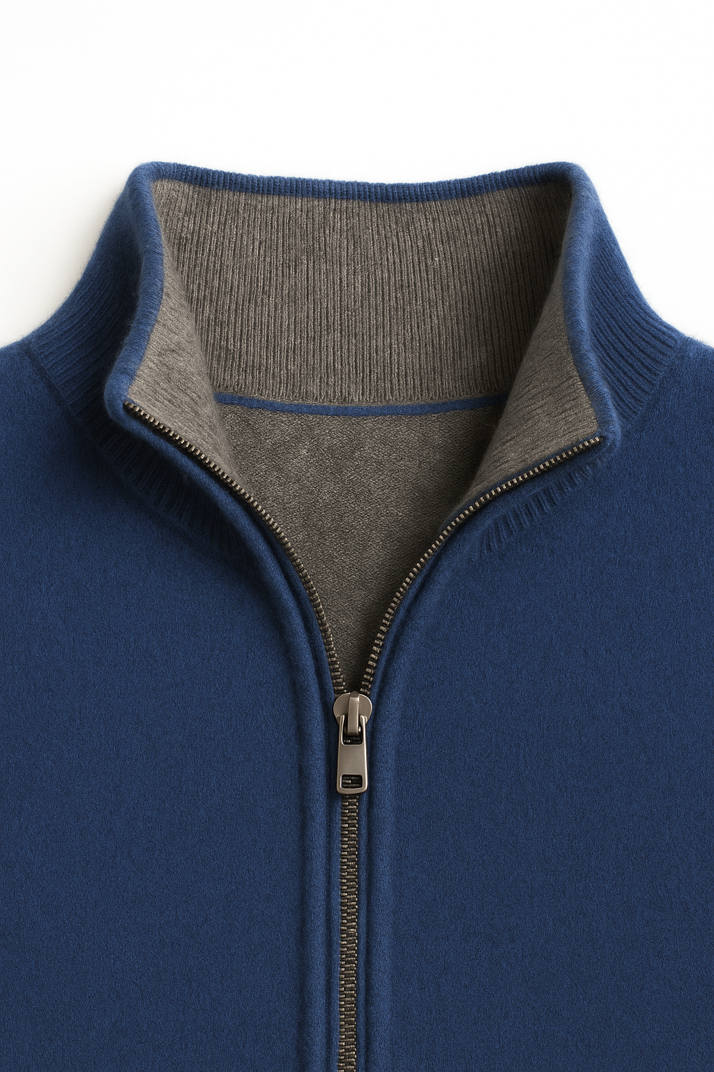 Sivaro Reversible Cashmere Zip Knit Navy & Grey