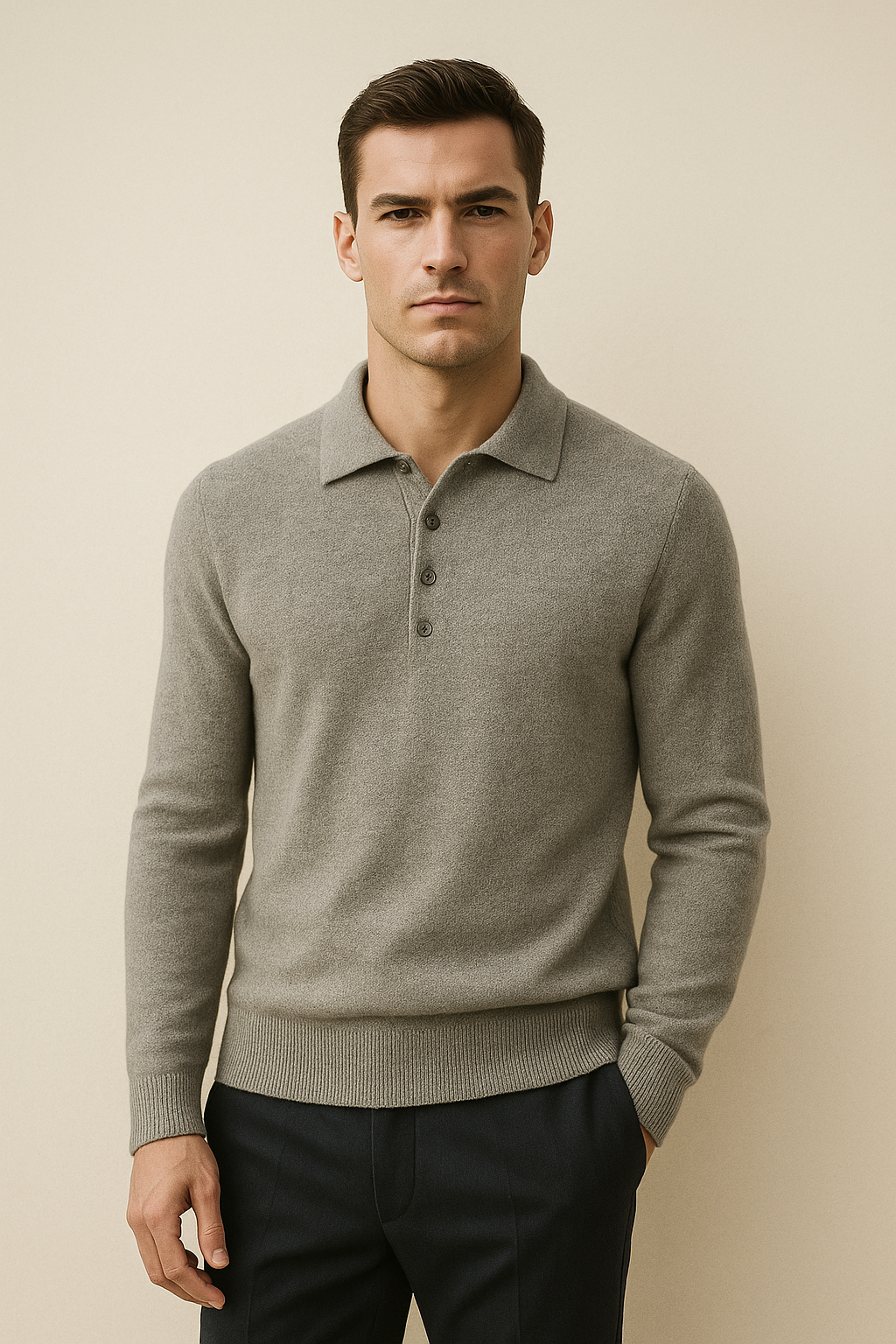 Avarel Merino Polo Knit Grey