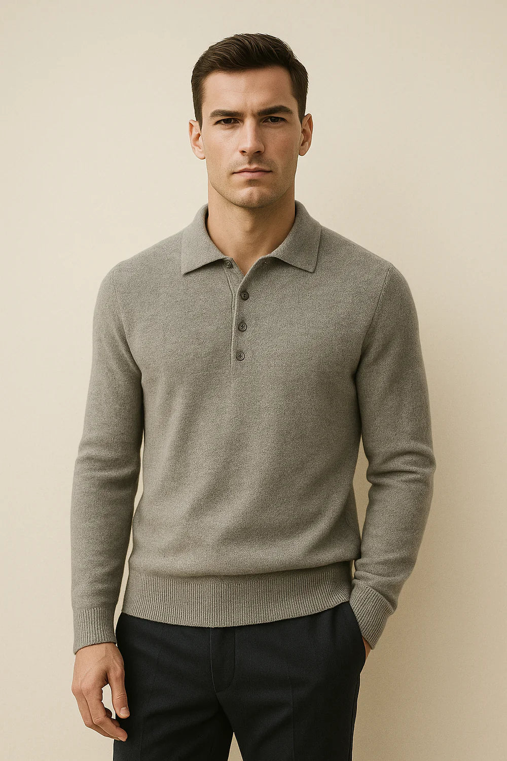 Avarel Merino Polo Knit Grey