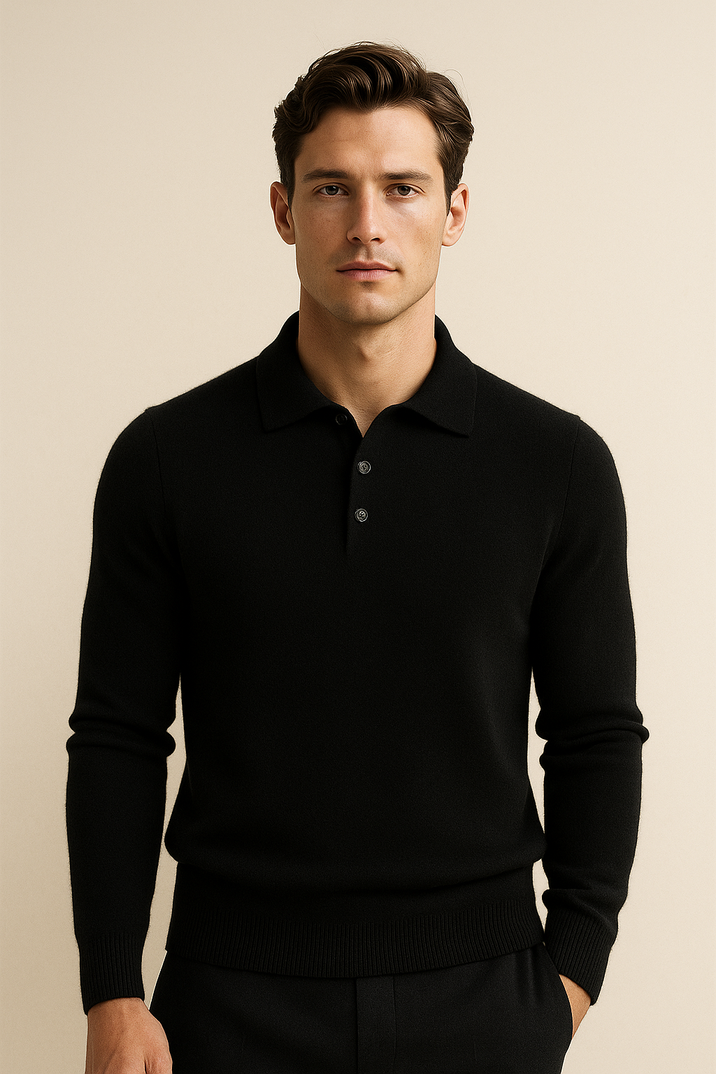 Avarel Merino Polo Knit Black