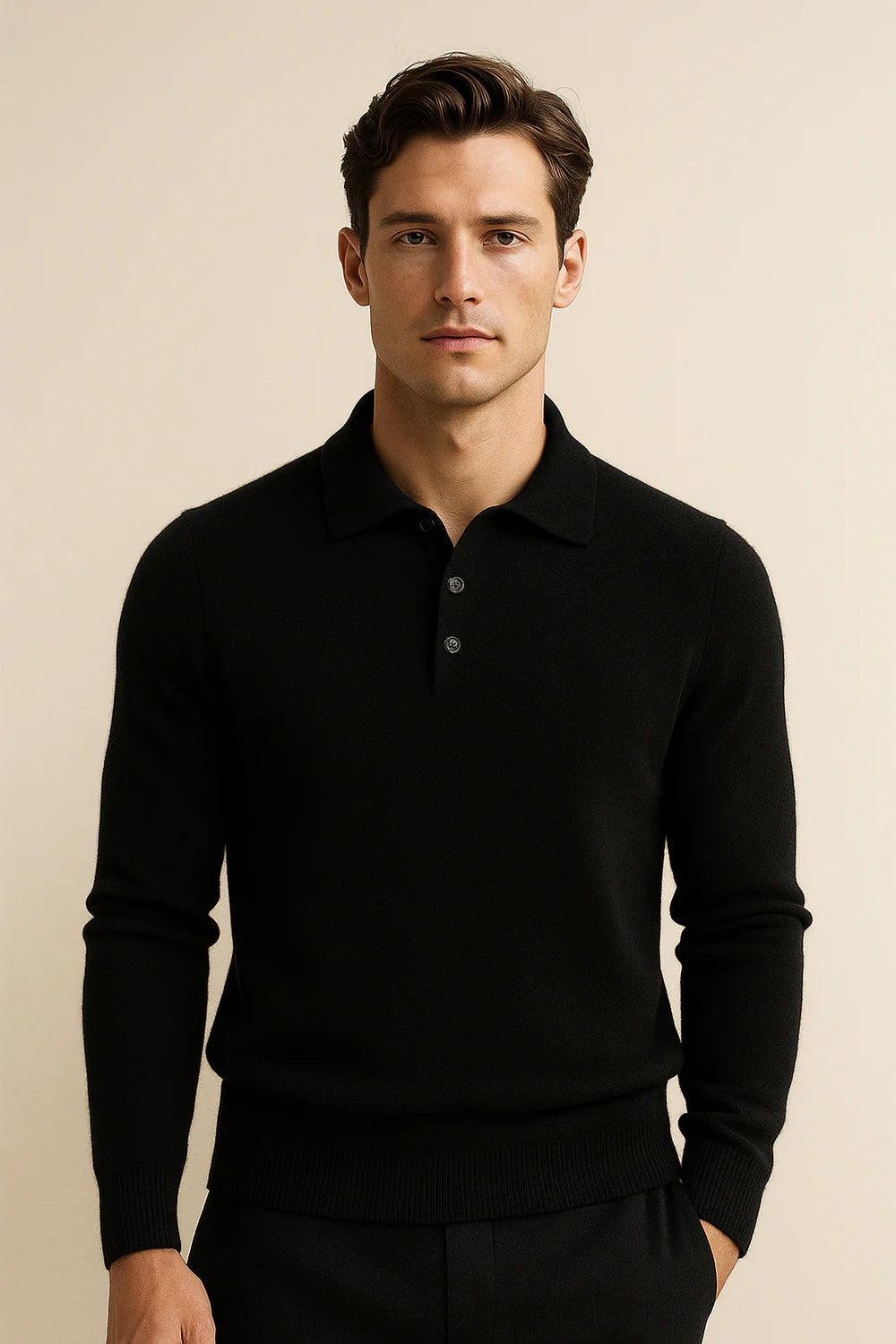 Avarel Merino Polo Knit Black