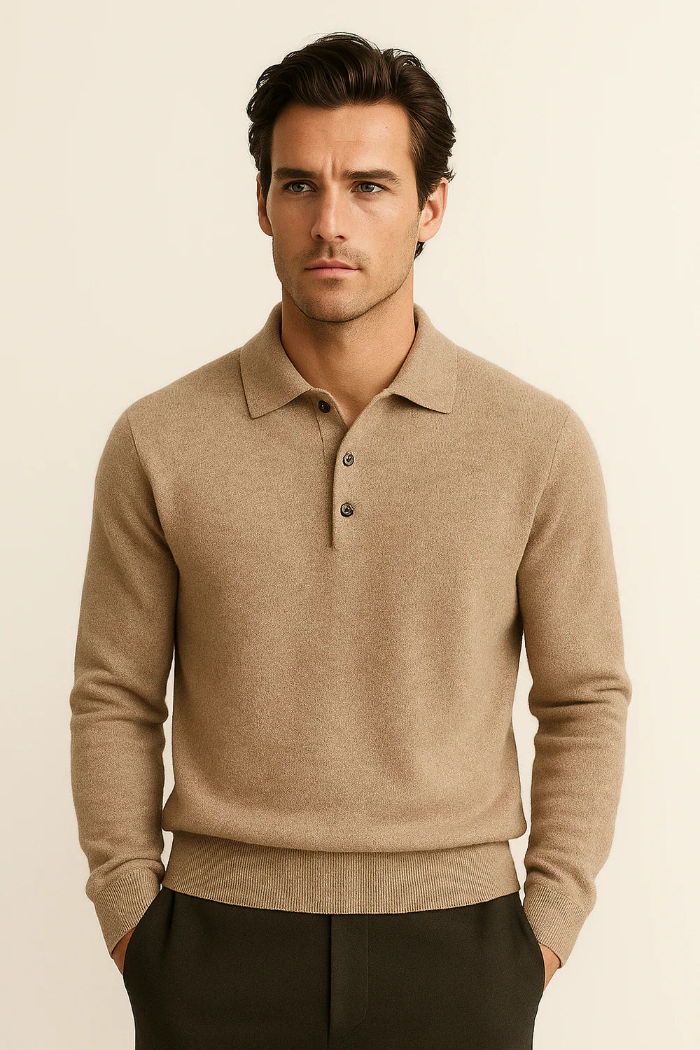 Avarel Merino Polo Knit Taupe
