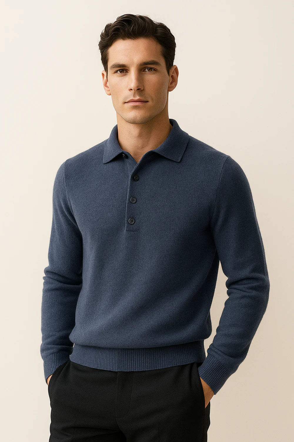 Avarel Merino Polo Knit Blue