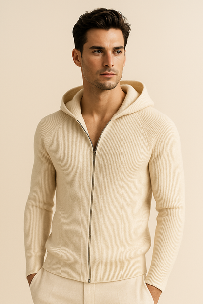 Zelano Merino Hooded Sweater Beige