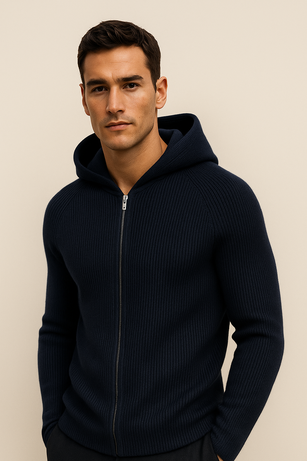 Zelano Merino Hooded Sweater Navy