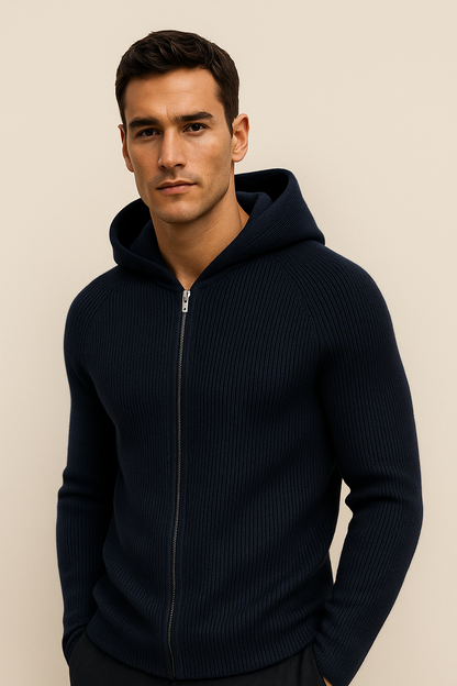 Zelano Merino Hooded Sweater Navy