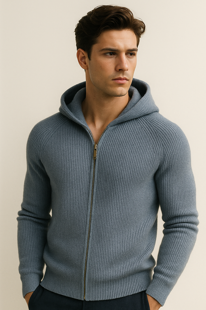 Zelano Merino Hooded Sweater Light Blue