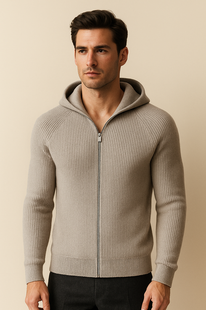 Zelano Merino Hooded Sweater Grey