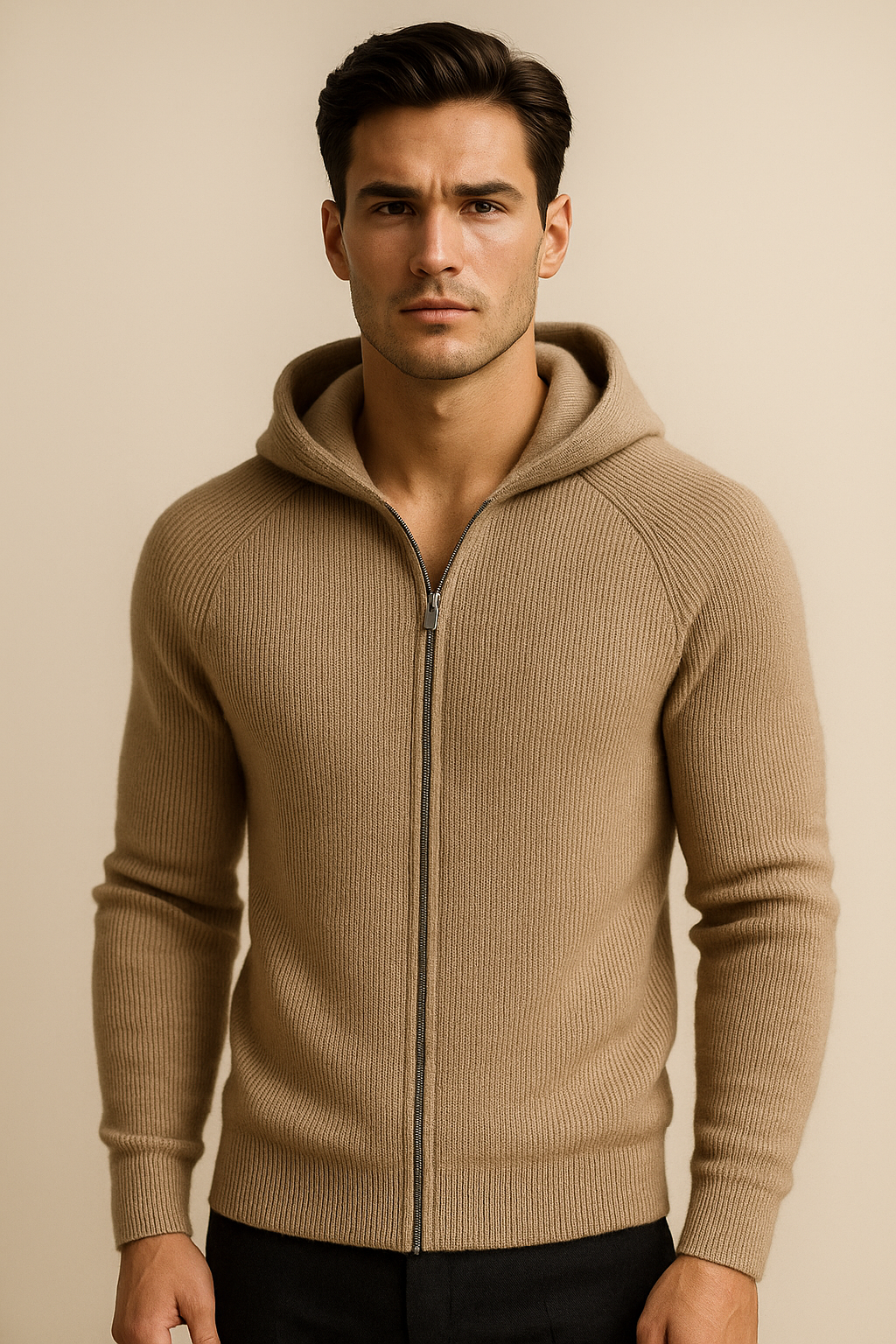 Zelano Merino Hooded Sweater Taupe