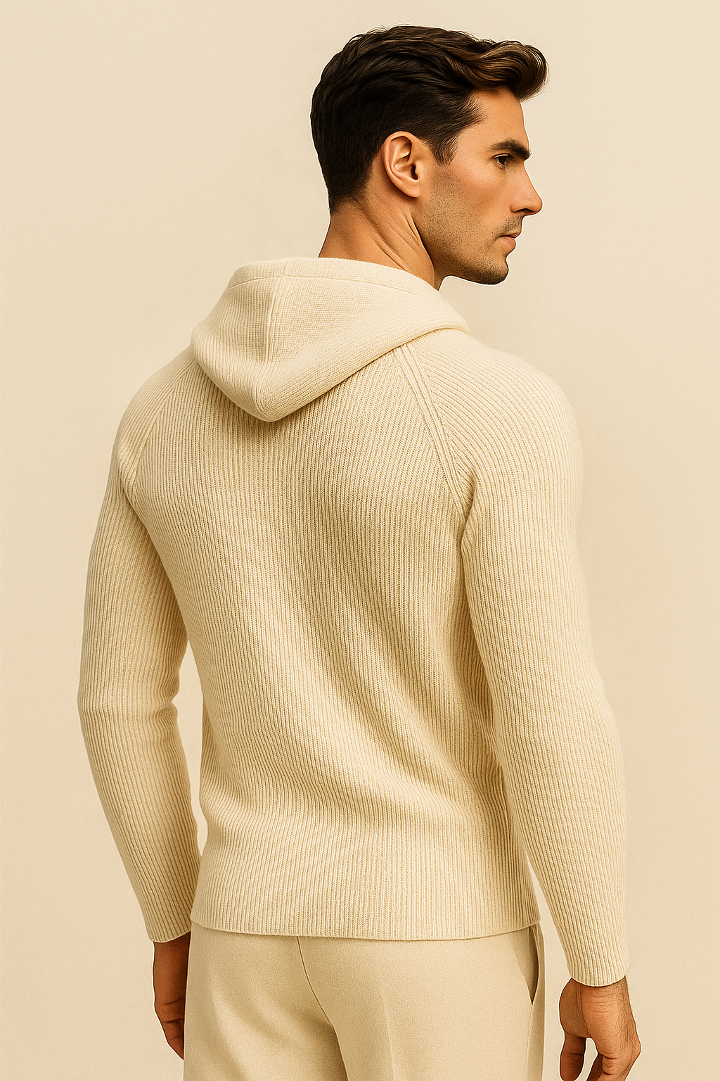 Zelano Merino Hooded Sweater Beige