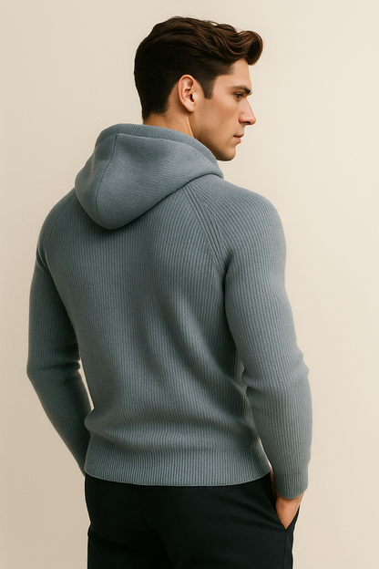 Zelano Merino Hooded Sweater Light Blue