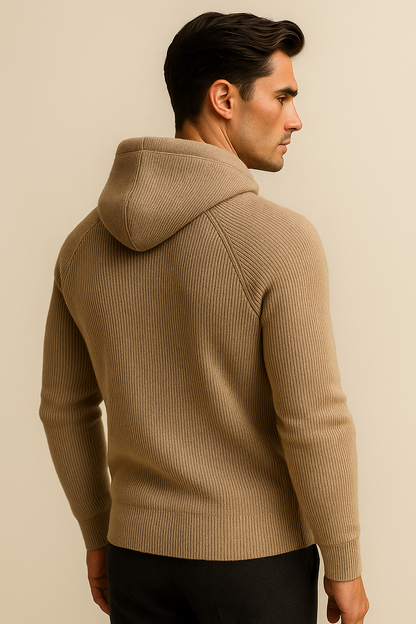 Zelano Merino Hooded Sweater Taupe