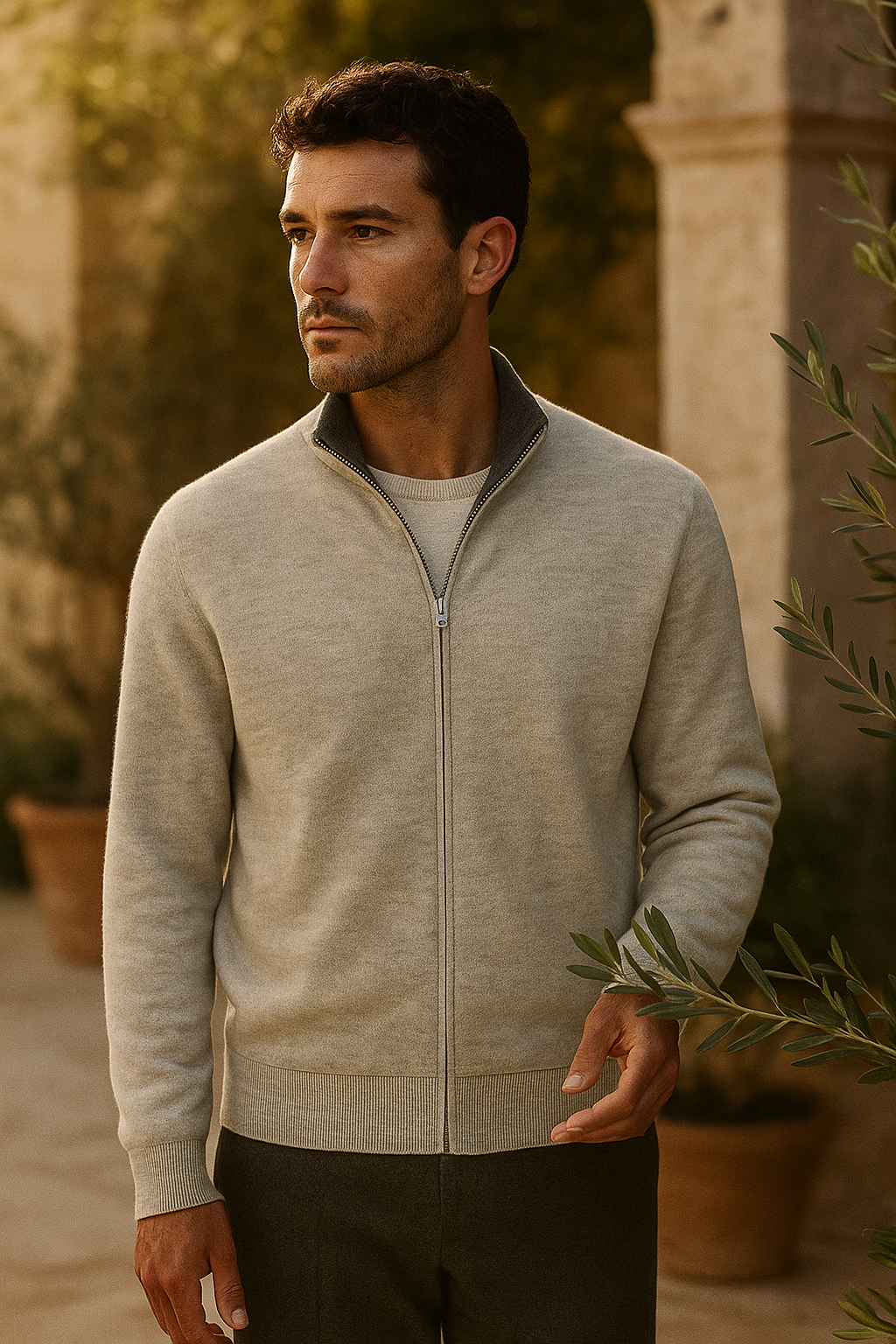 Sivaro Reversible Cashmere Zip Knit Grey & Dark Grey