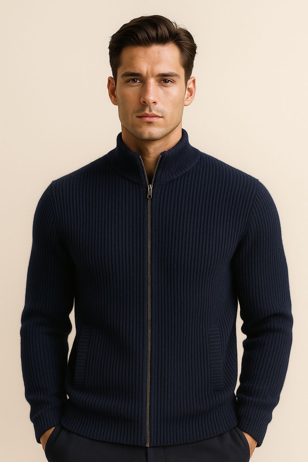 Narivo Merino Zip Knit Navy