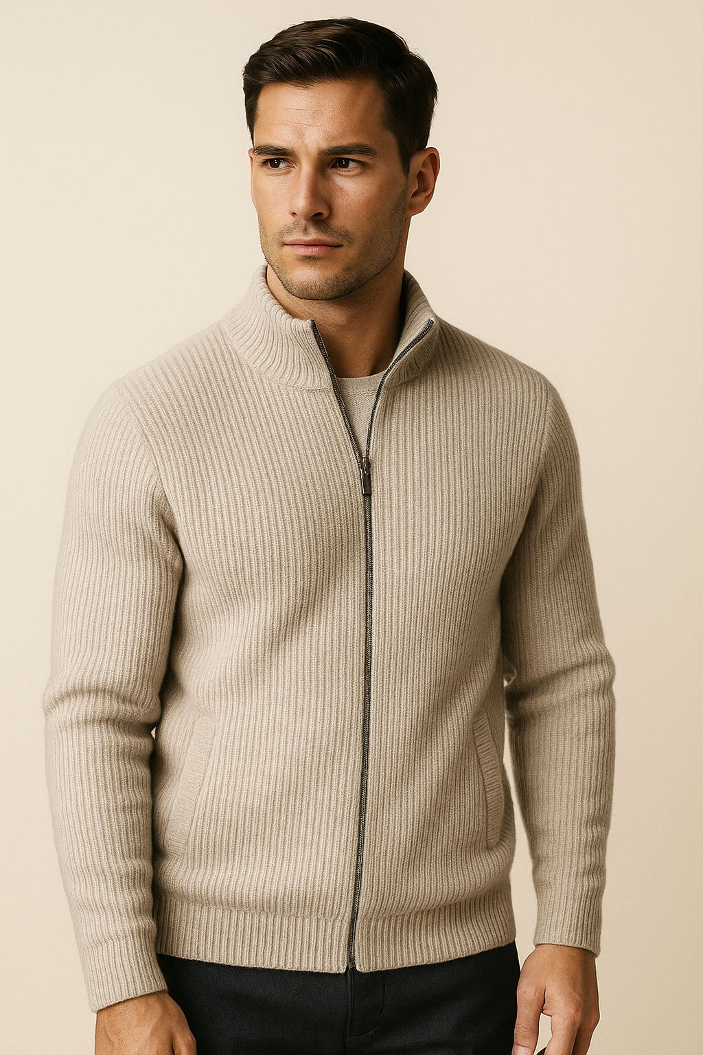 Narivo Merino Zip Knit Grey