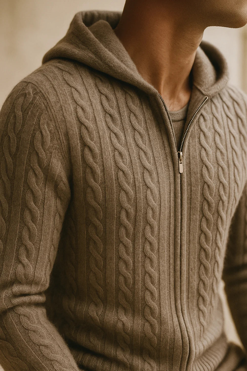 Avero Hooded Cable Knit Grey