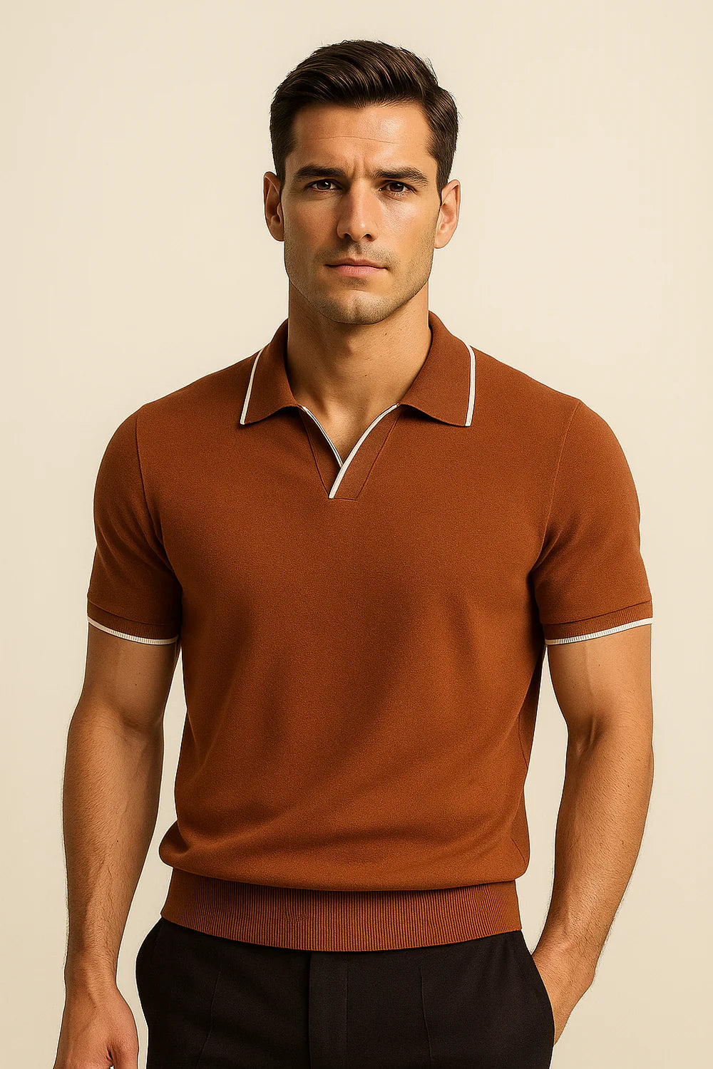 Parivo Knitted Polo Terracotta