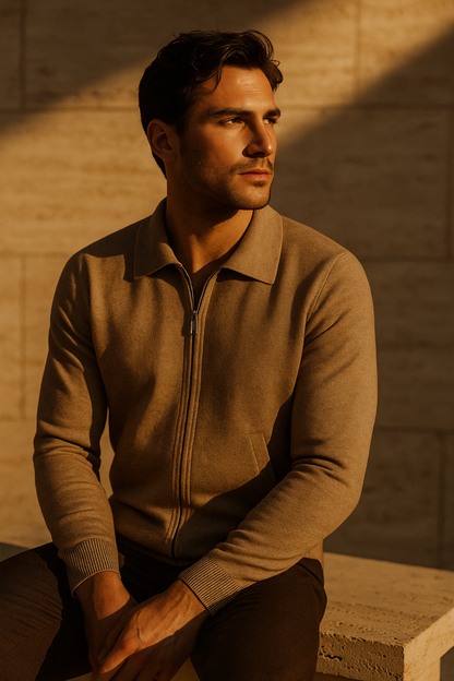 Teravo Merino Zip Sweater Taupe