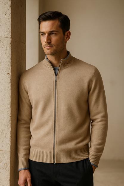 Neviro Zip Cardigan Beige