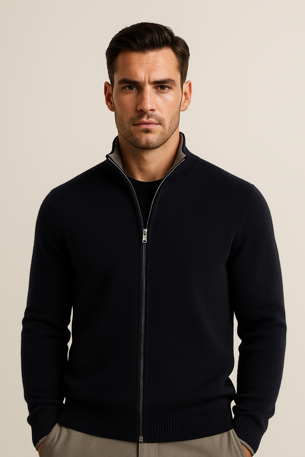 Neviro Zip Cardigan Navy