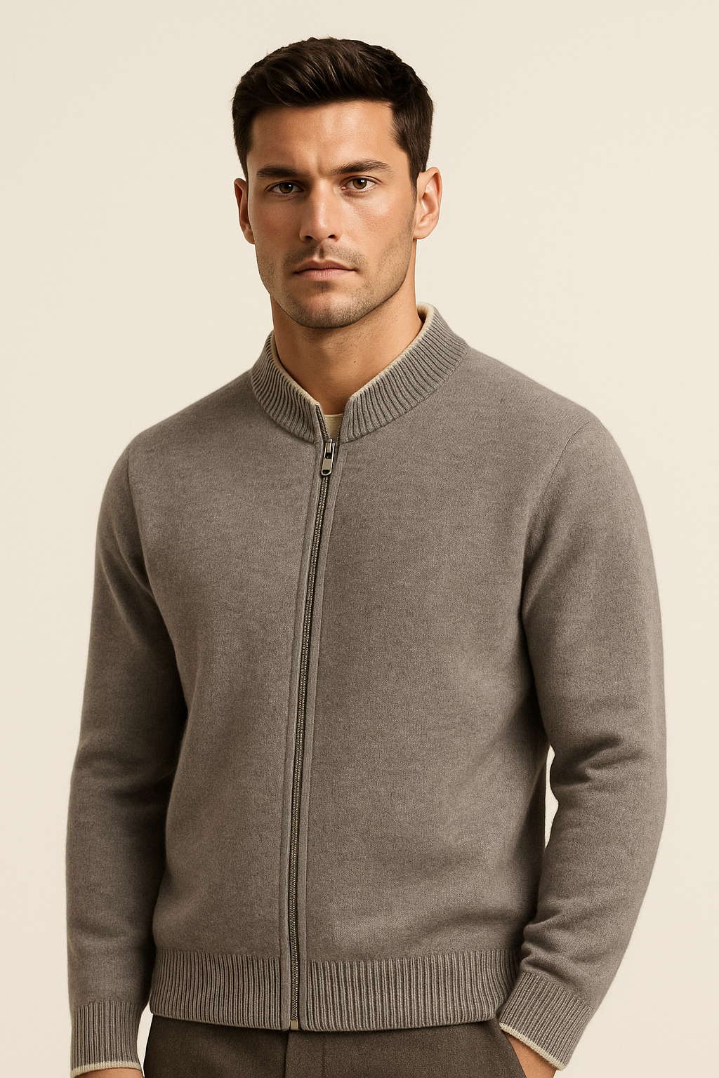 Neviro Zip Cardigan Grey