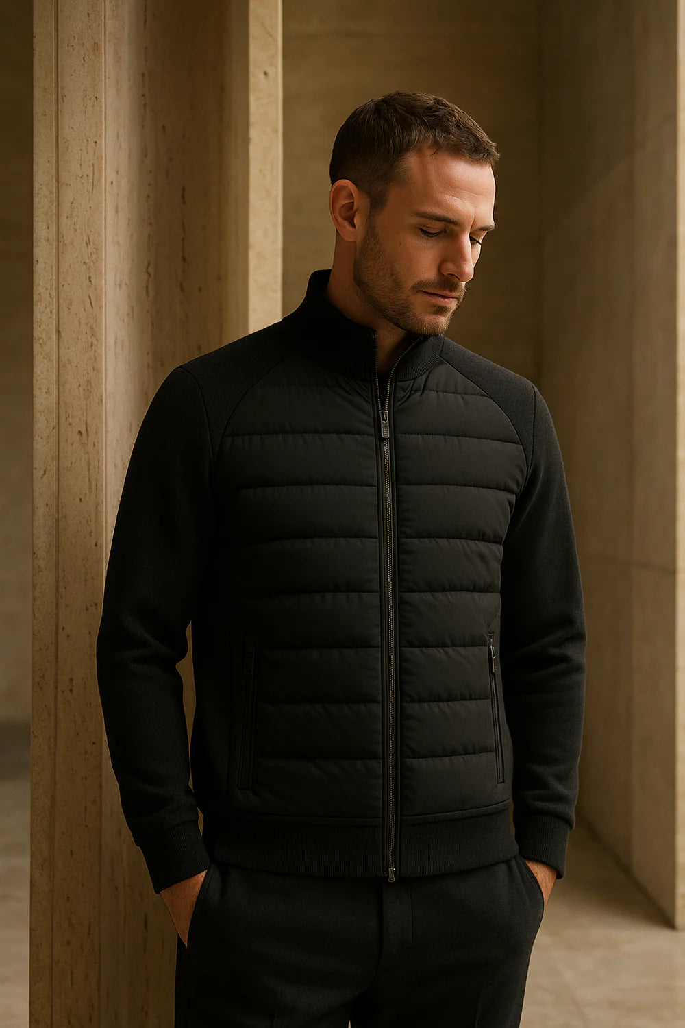 Belaro Padded Wool Jacket Black