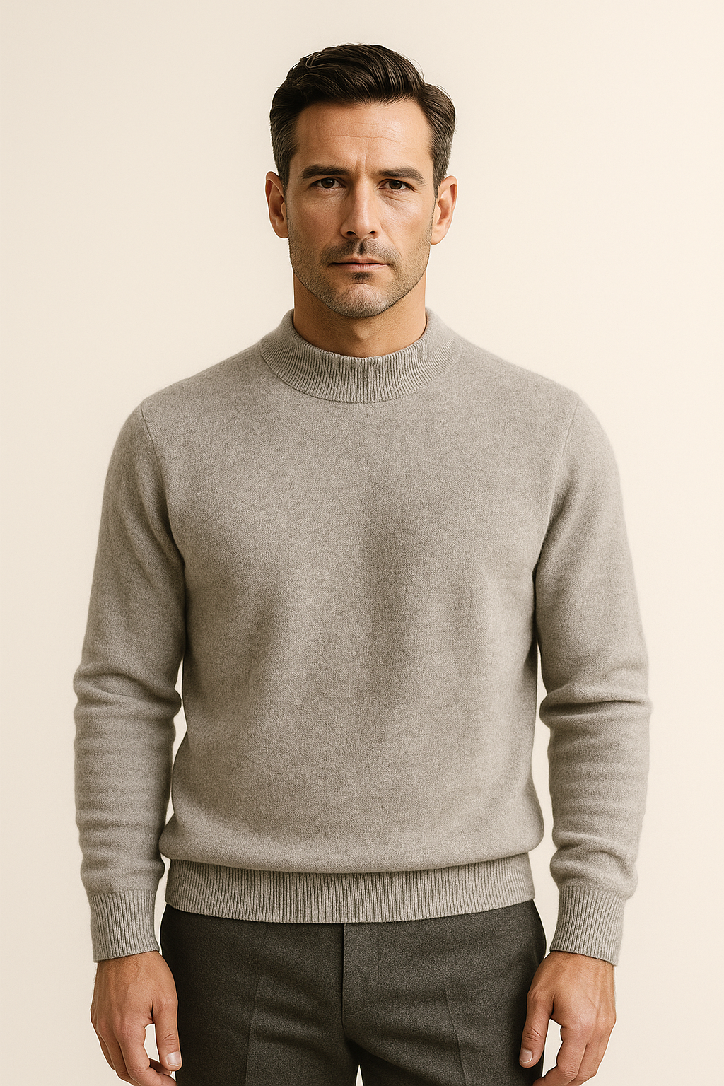 Arelio Mock Neck Knit Grey