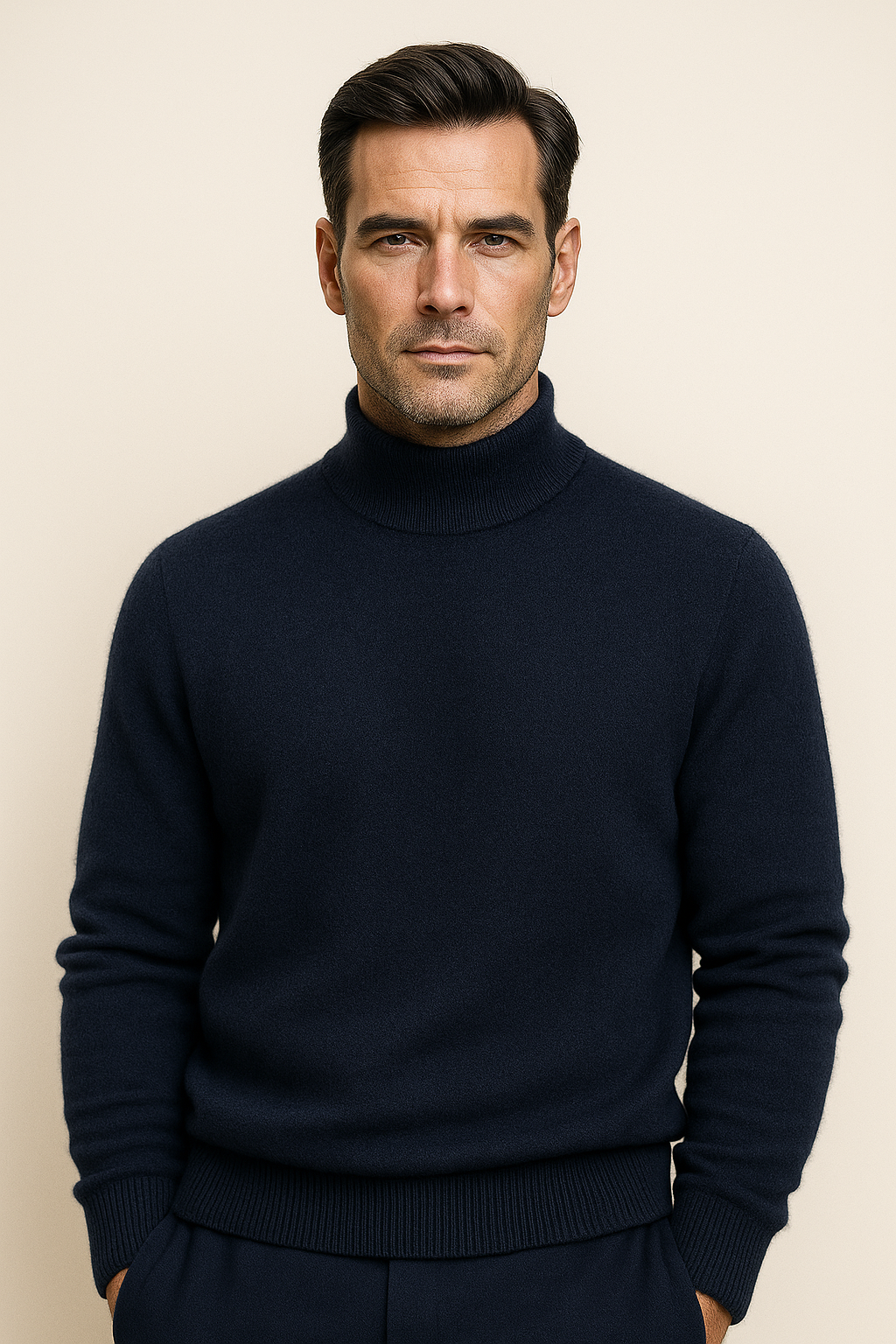 Arelio Mock Neck Knit Navy