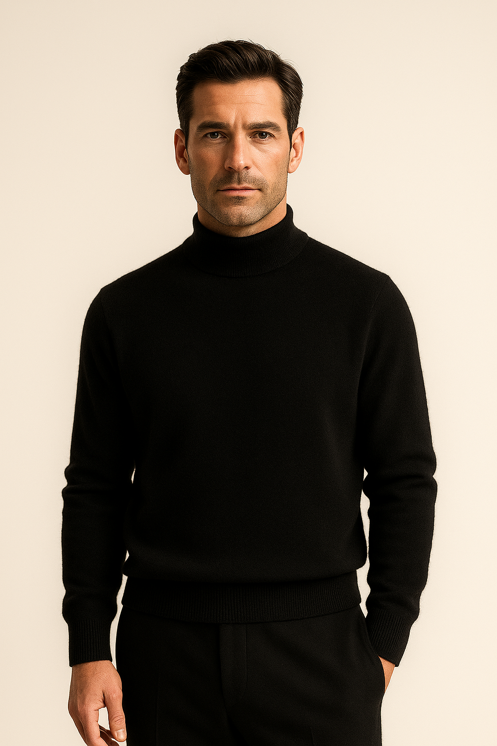 Arelio Mock Neck Knit Black