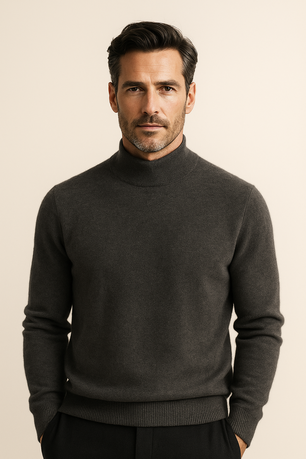 Arelio Mock Neck Knit Dark Grey