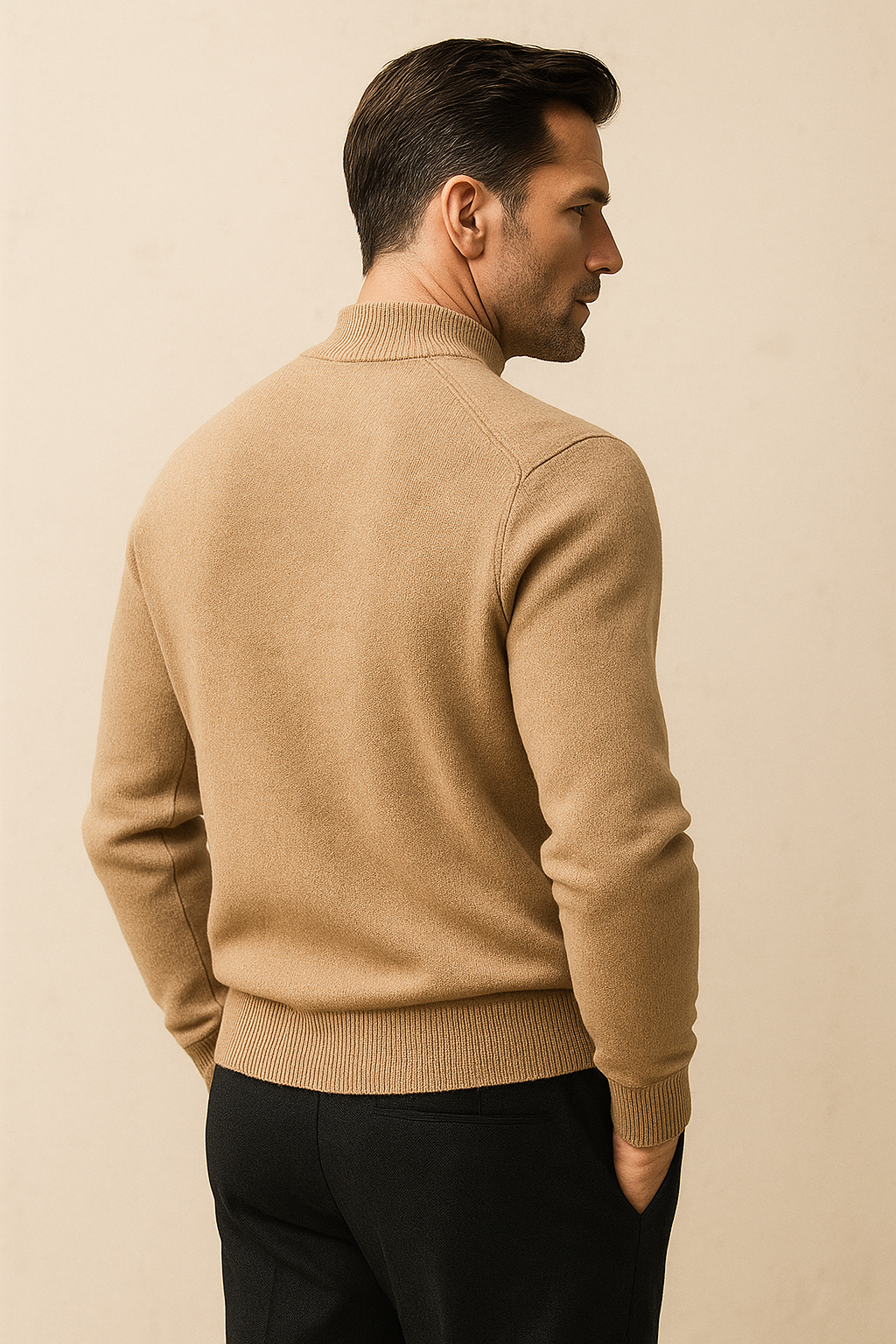 Arelio Mock Neck Knit Beige