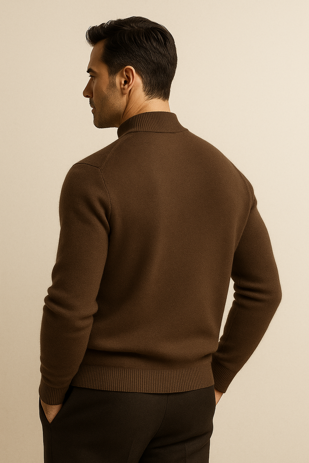 Arelio Mock Neck Knit Brown