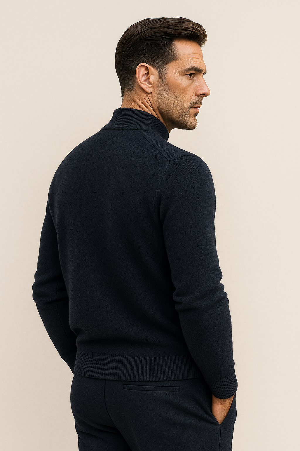 Arelio Mock Neck Knit Navy