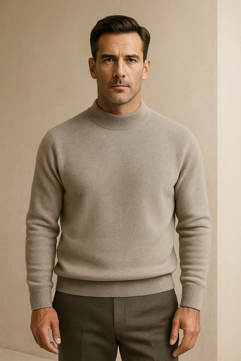 Arelio Mock Neck Knit Grey