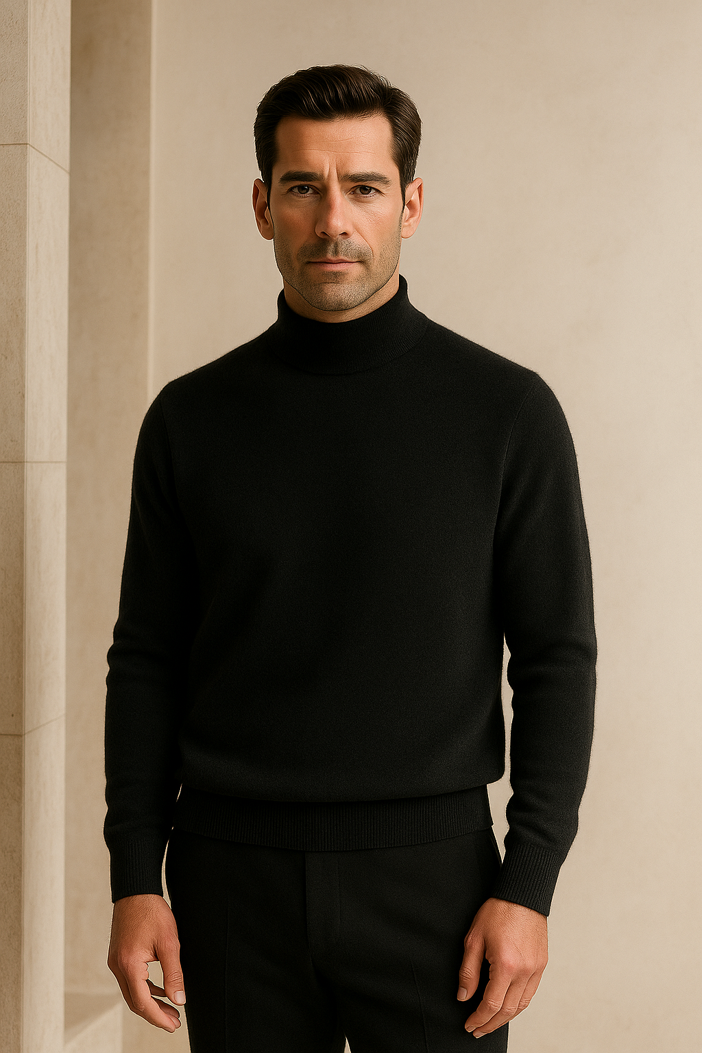 Arelio Mock Neck Knit Black