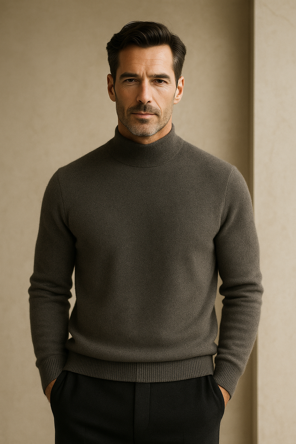 Arelio Mock Neck Knit Dark Grey