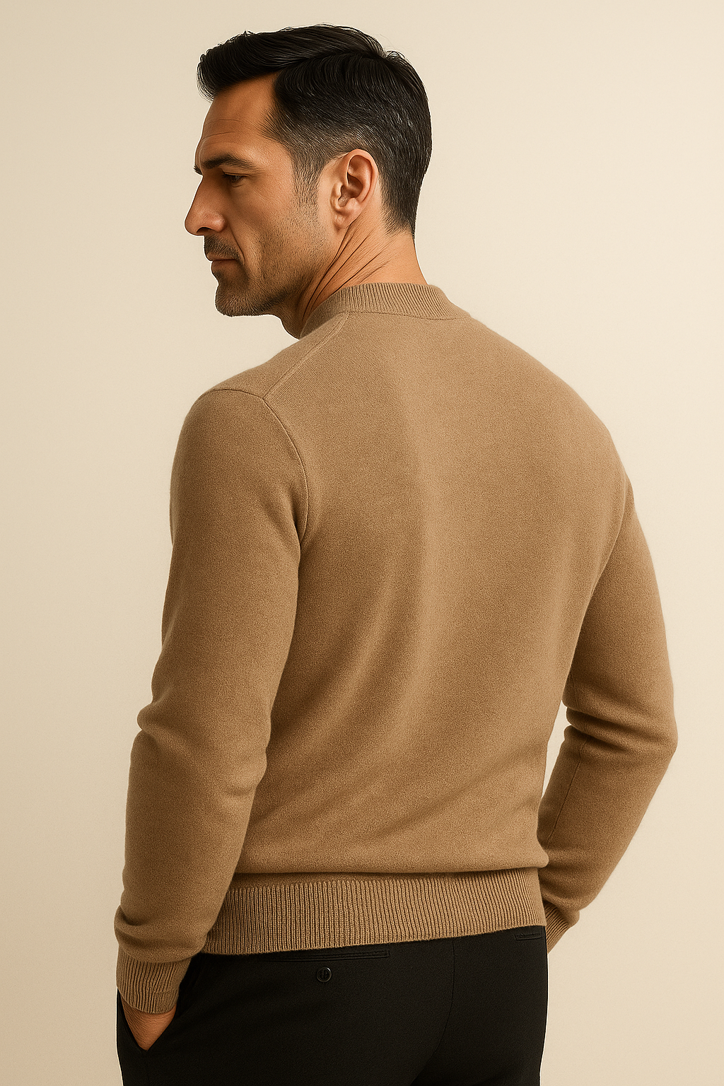 Arelio Mock Neck Knit Light Brown