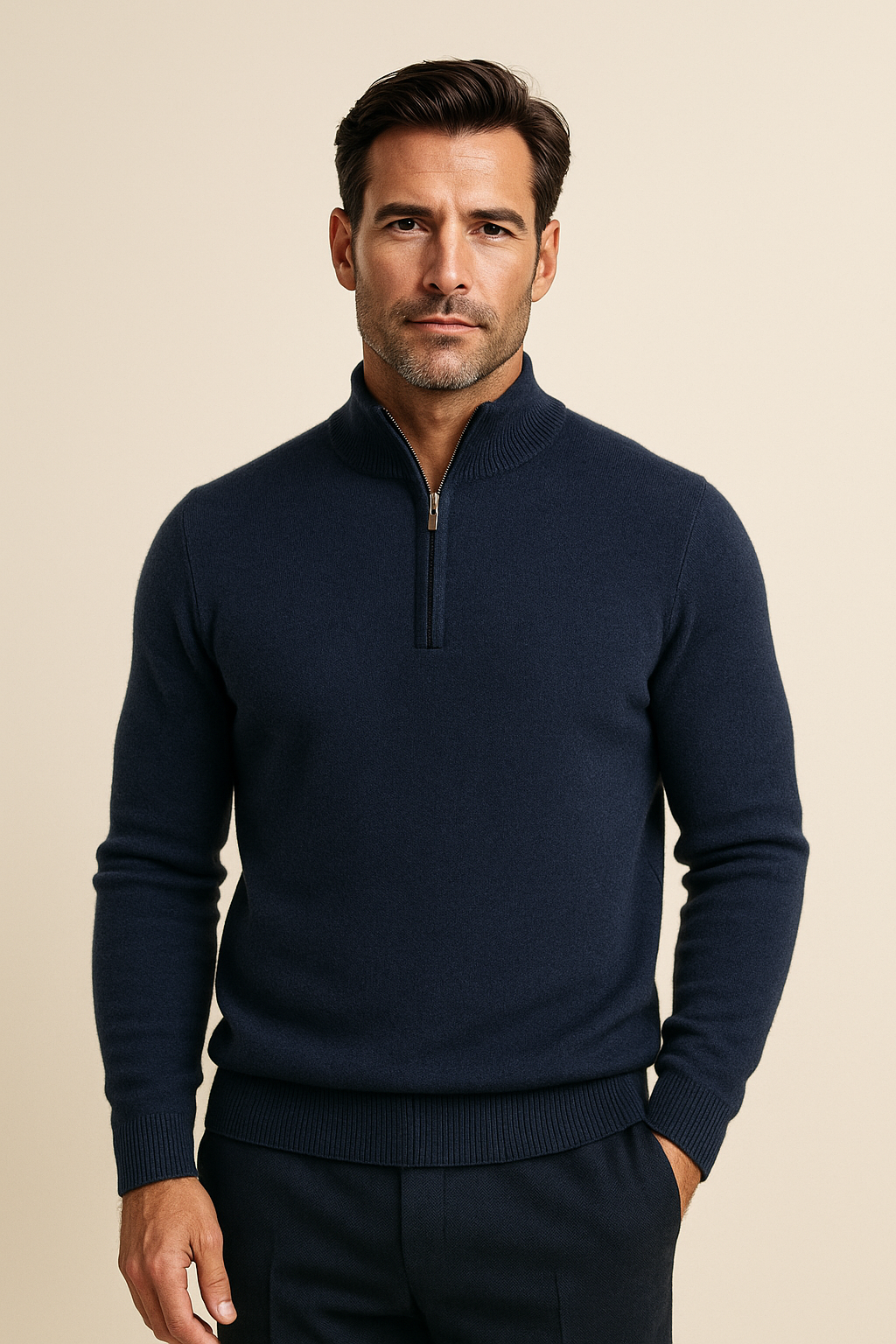 Caveli Quarter-Zip Knit Navy