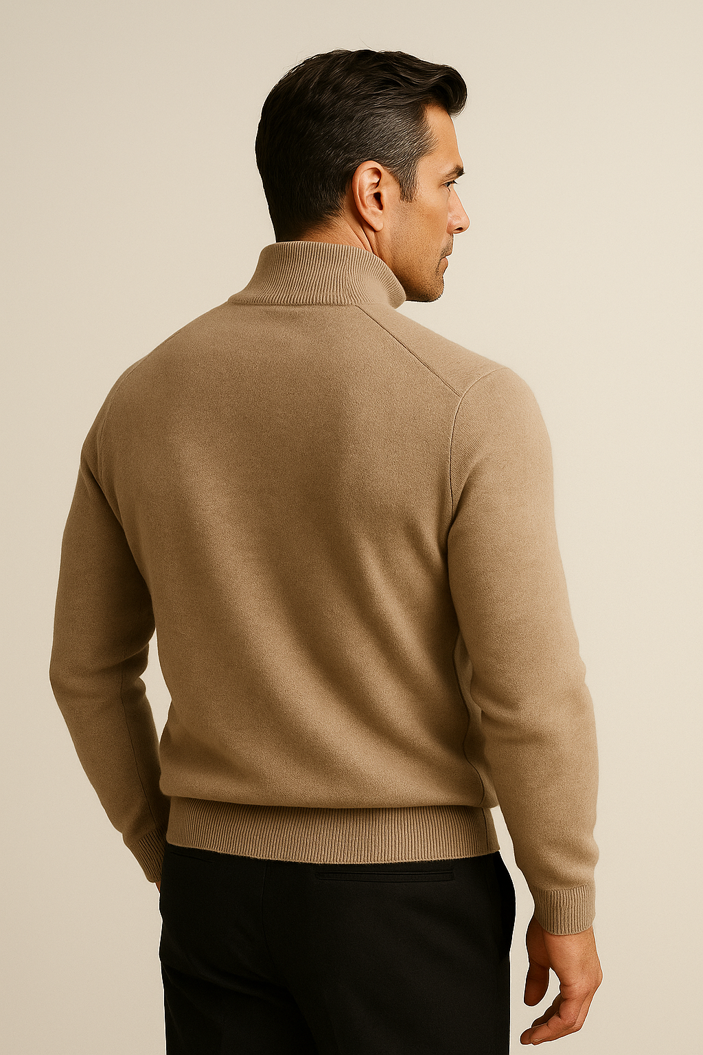 Caveli Quarter-Zip Knit Beige