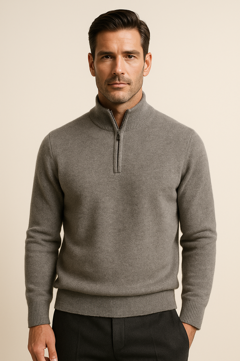 Caveli Quarter-Zip Knit Grey