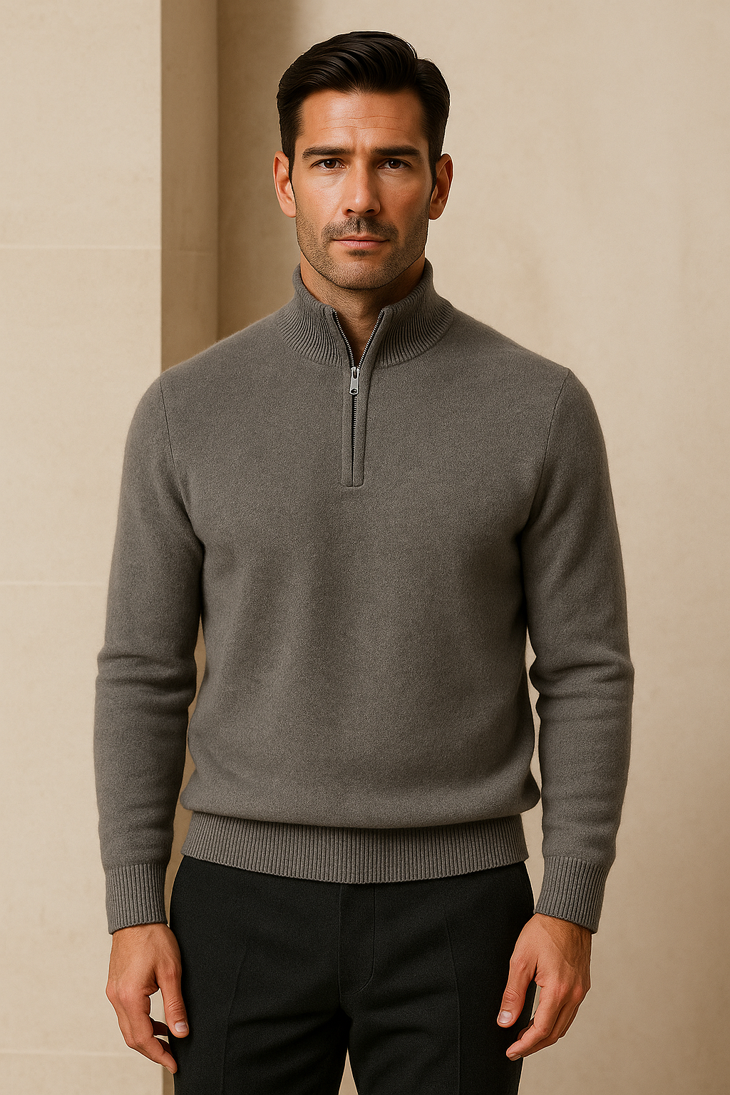 Caveli Quarter-Zip Knit Grey