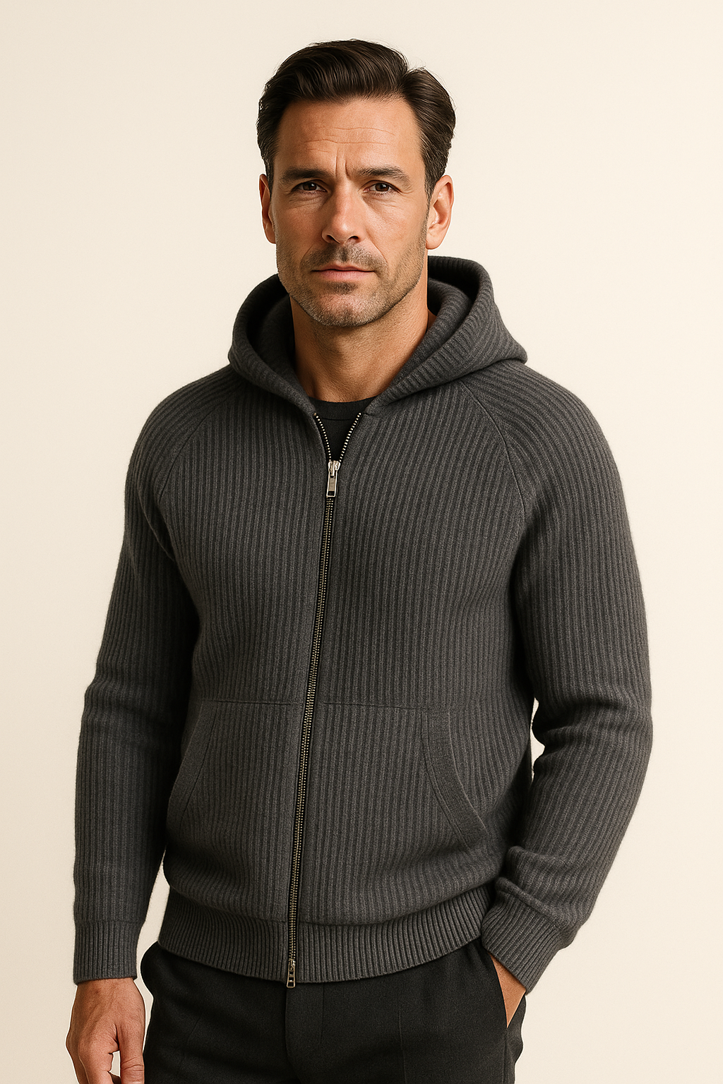 Velani Hooded Knit Dark grey