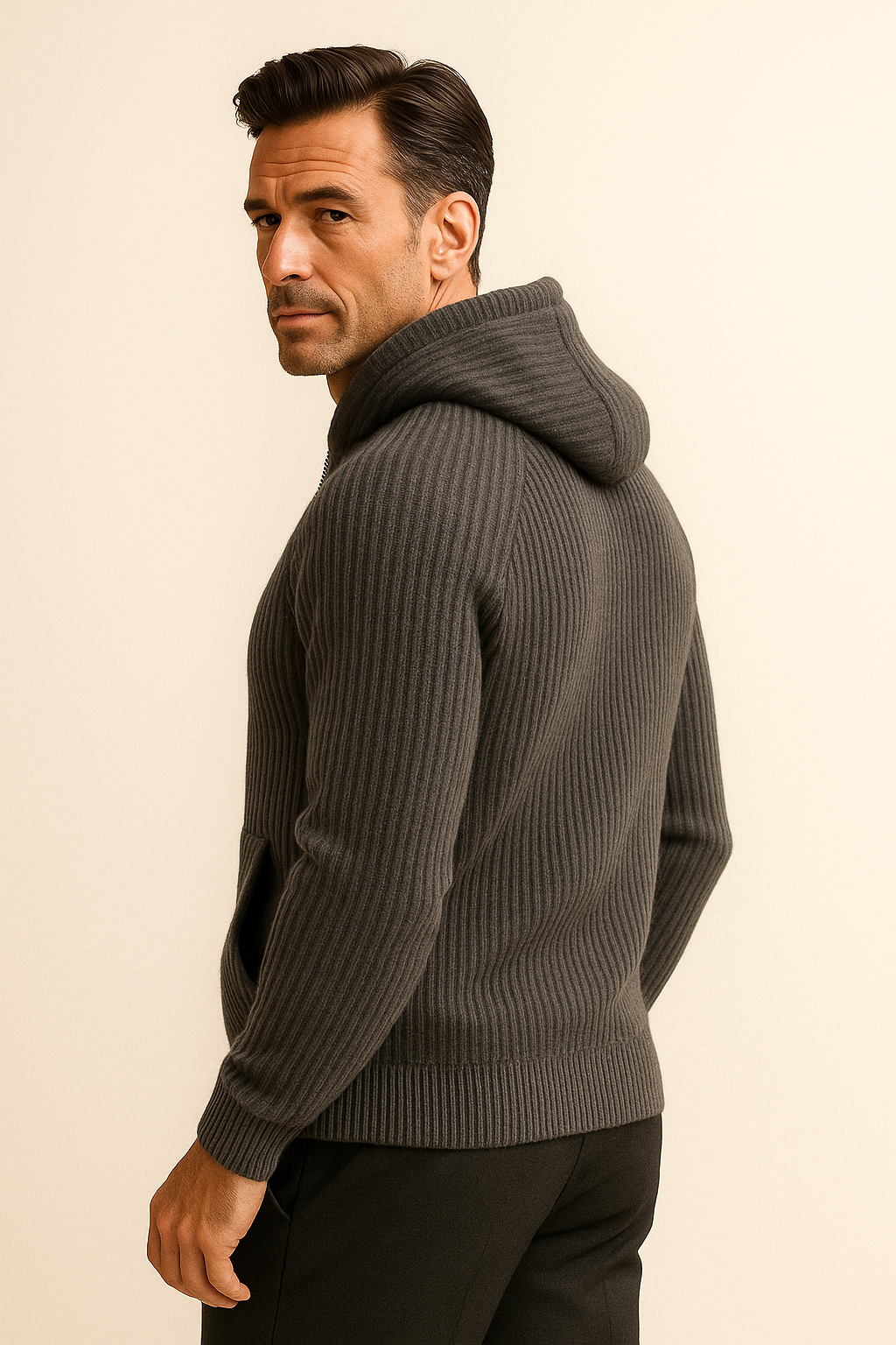 Velani Hooded Knit Dark grey