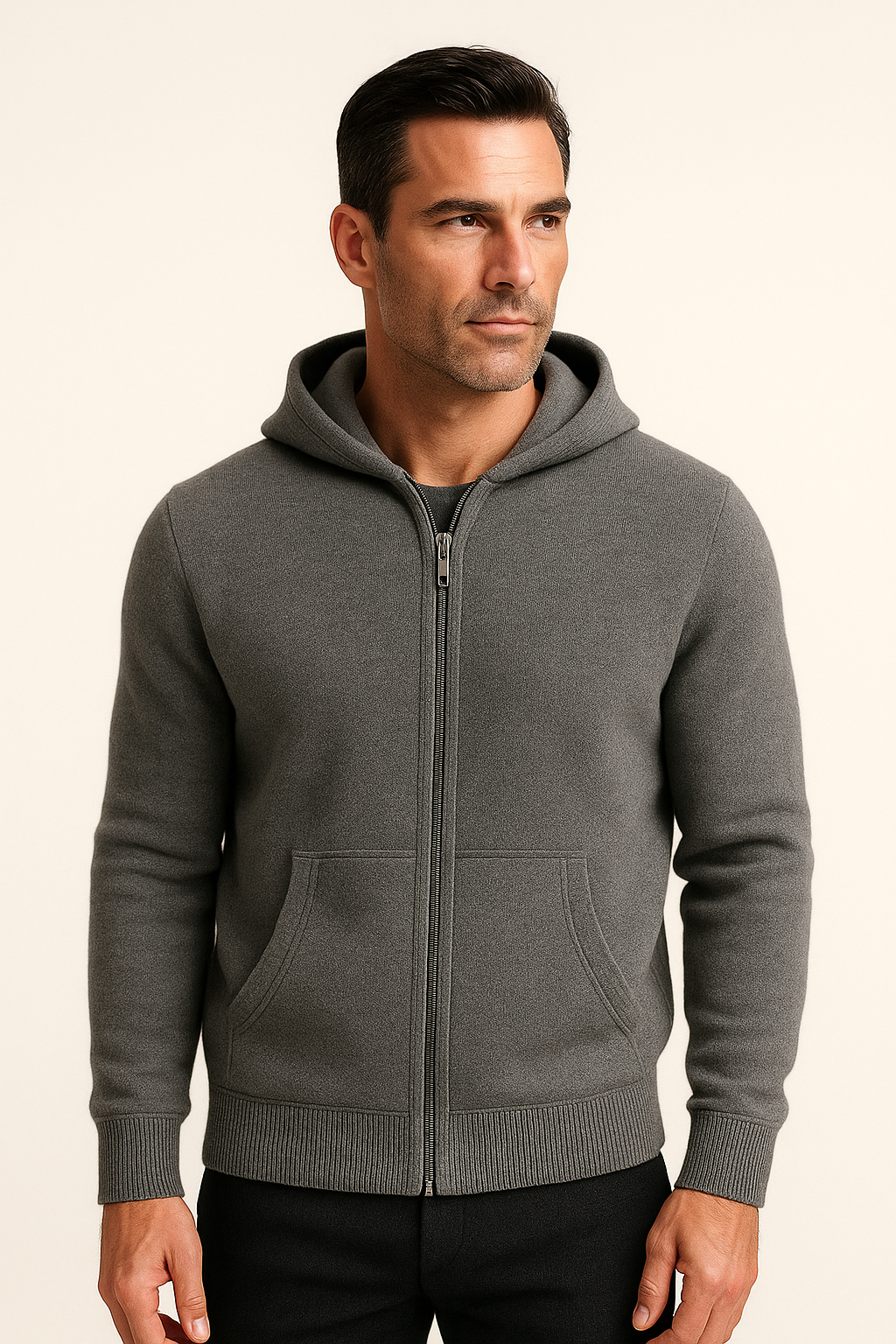 Tonari Hooded Zip Dark Grey