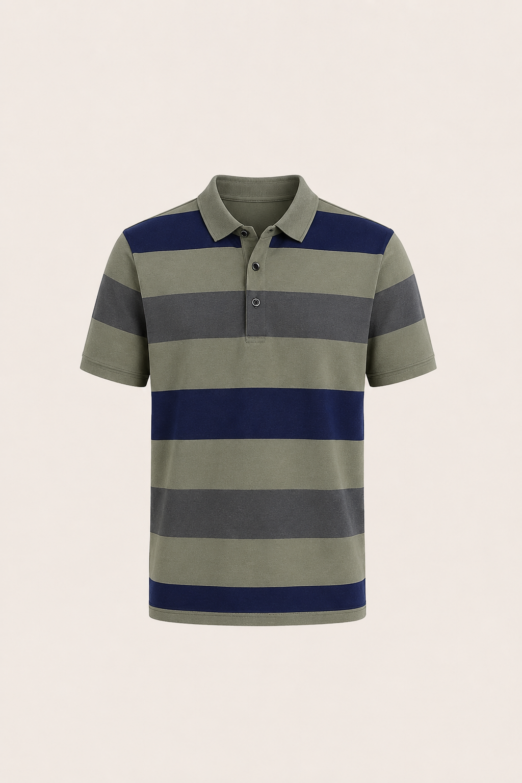 Parello Striped Cotton Polo Green