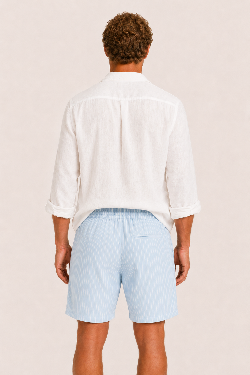 Vilero Cotton Striped Short Light Blue