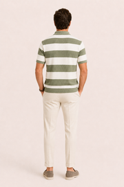 Vicero Striped Zip Polo Green