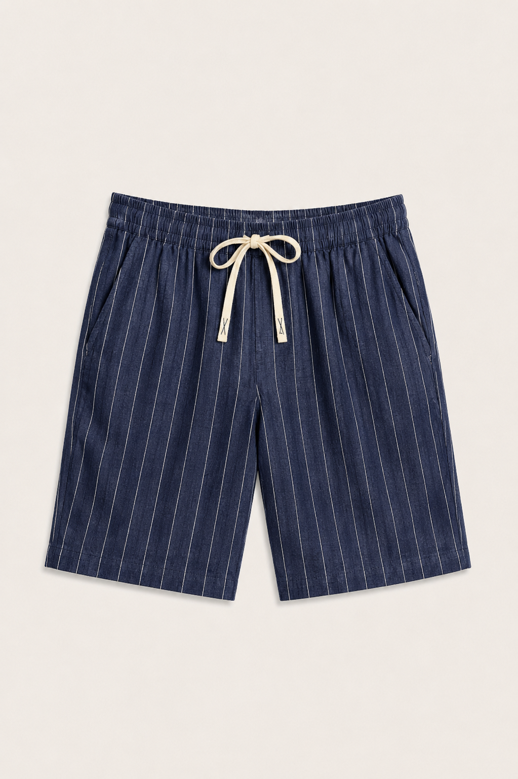 Nerivo Linen Striped Short Navy