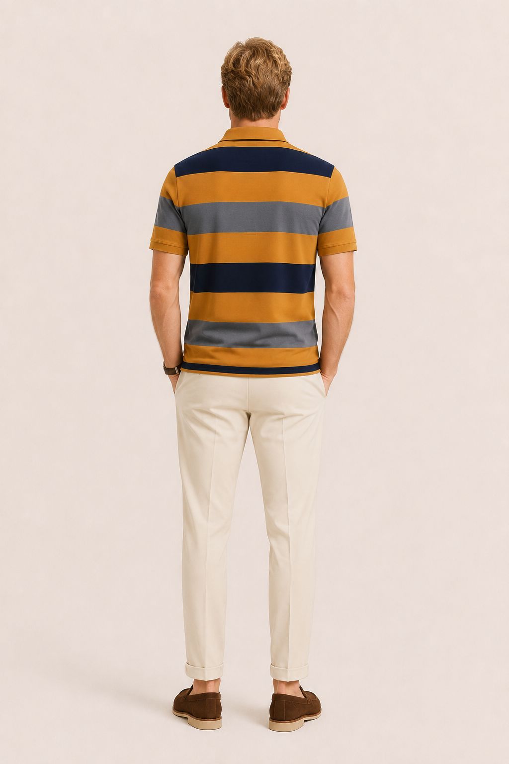 Parello Striped Cotton Polo Mustard